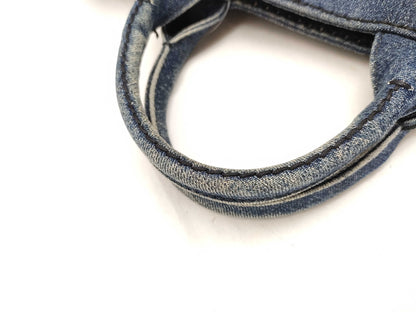 PRADA Prada Canapa Denim Handbag Shoulder Bag with Gold Triangle Logo