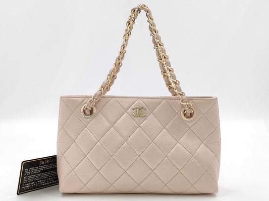 CHANEL Matelasse Pink Chain Coco Mark Handbag