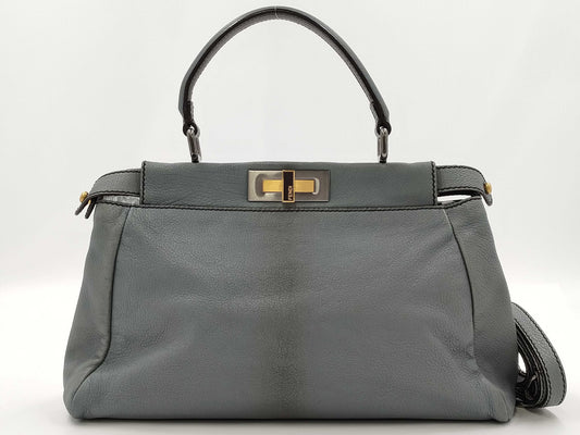 FENDI Peekaboo 2-way shoulder handbag in gray