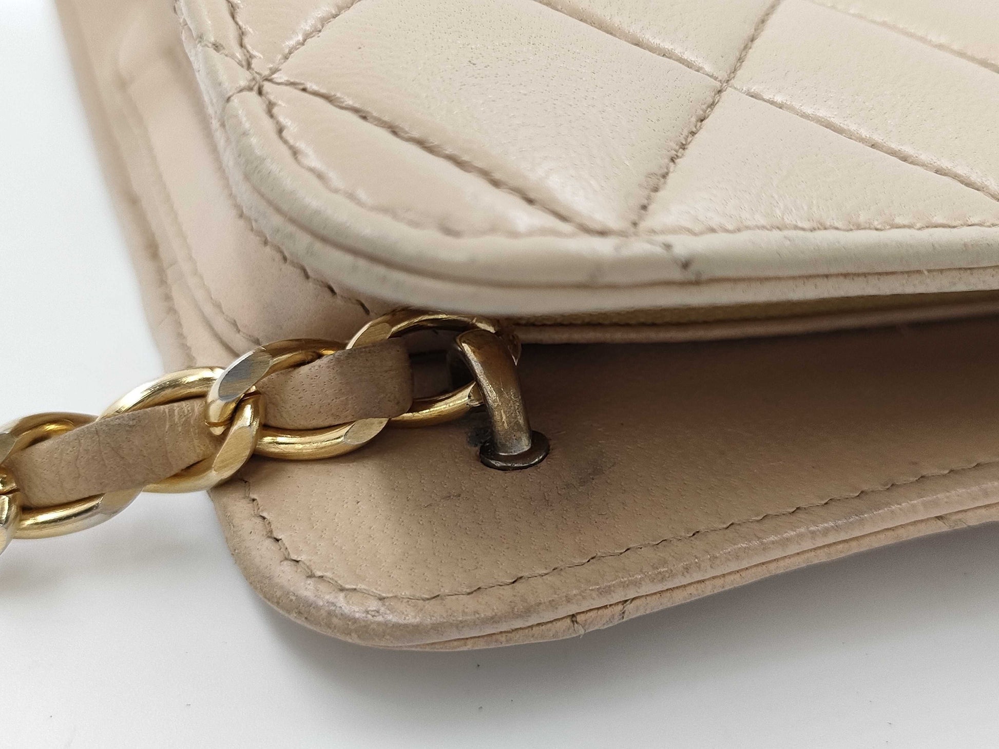 CHANEL Matelasse Tassel Chain Beige Shoulder Bag