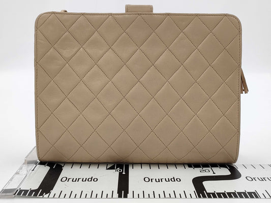 CHANEL Matelasse Tassel Chain Beige Shoulder Bag