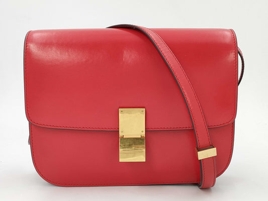 CELINE Classic Box Shoulder Bag Red Shoulder Bag