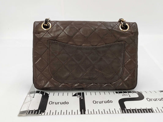 CHANEL CHANEL Matelasse Brown Double Flap Chain Shoulder Lambskin Shoulder Bag