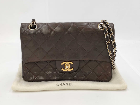 CHANEL CHANEL Matelasse Brown Double Flap Chain Shoulder Lambskin Shoulder Bag
