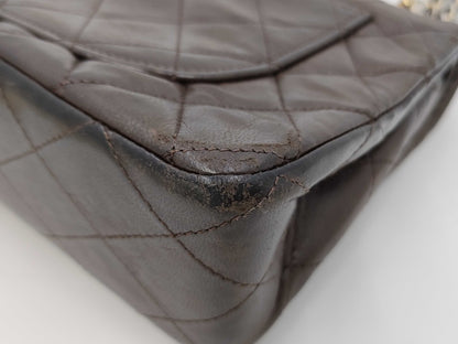 CHANEL CHANEL Matelasse Brown Double Flap Chain Shoulder Lambskin Shoulder Bag