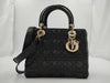 Dior Christian Dior Lady Dior Cannage Gold Hardware 2-Way Handbag/Shoulder Bag Black