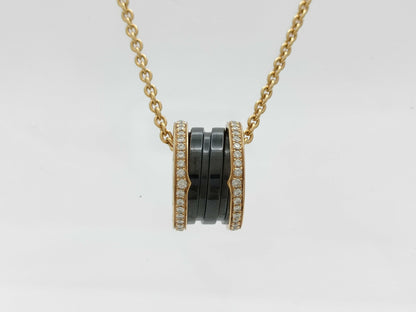 BVLGARI B.zero1 Black Ceramic Diamond Necklace in PG AU750, 12.5g 