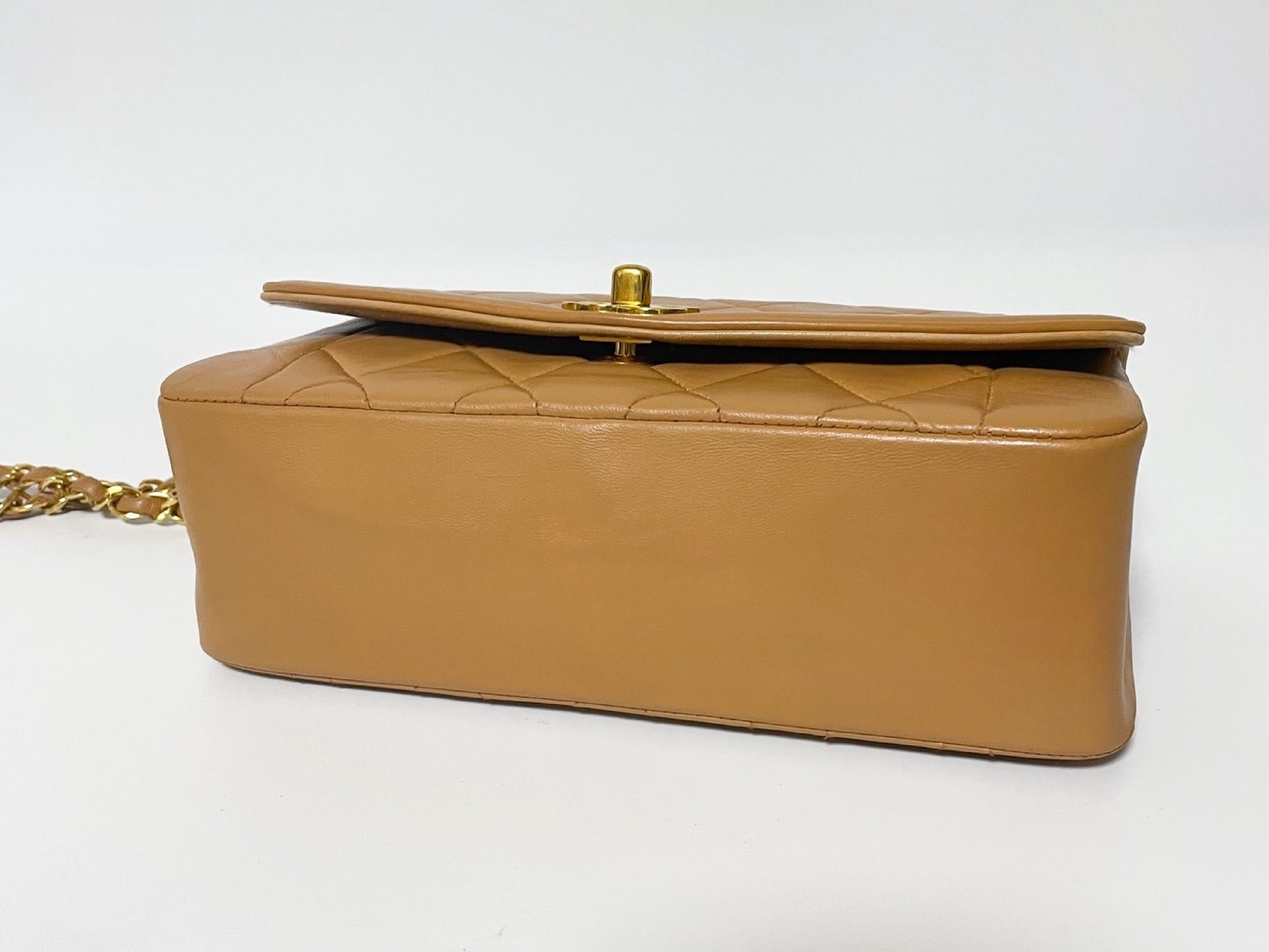 CHANEL Diana Pink Beige Lambskin Matelasse Shoulder Bag with Seal