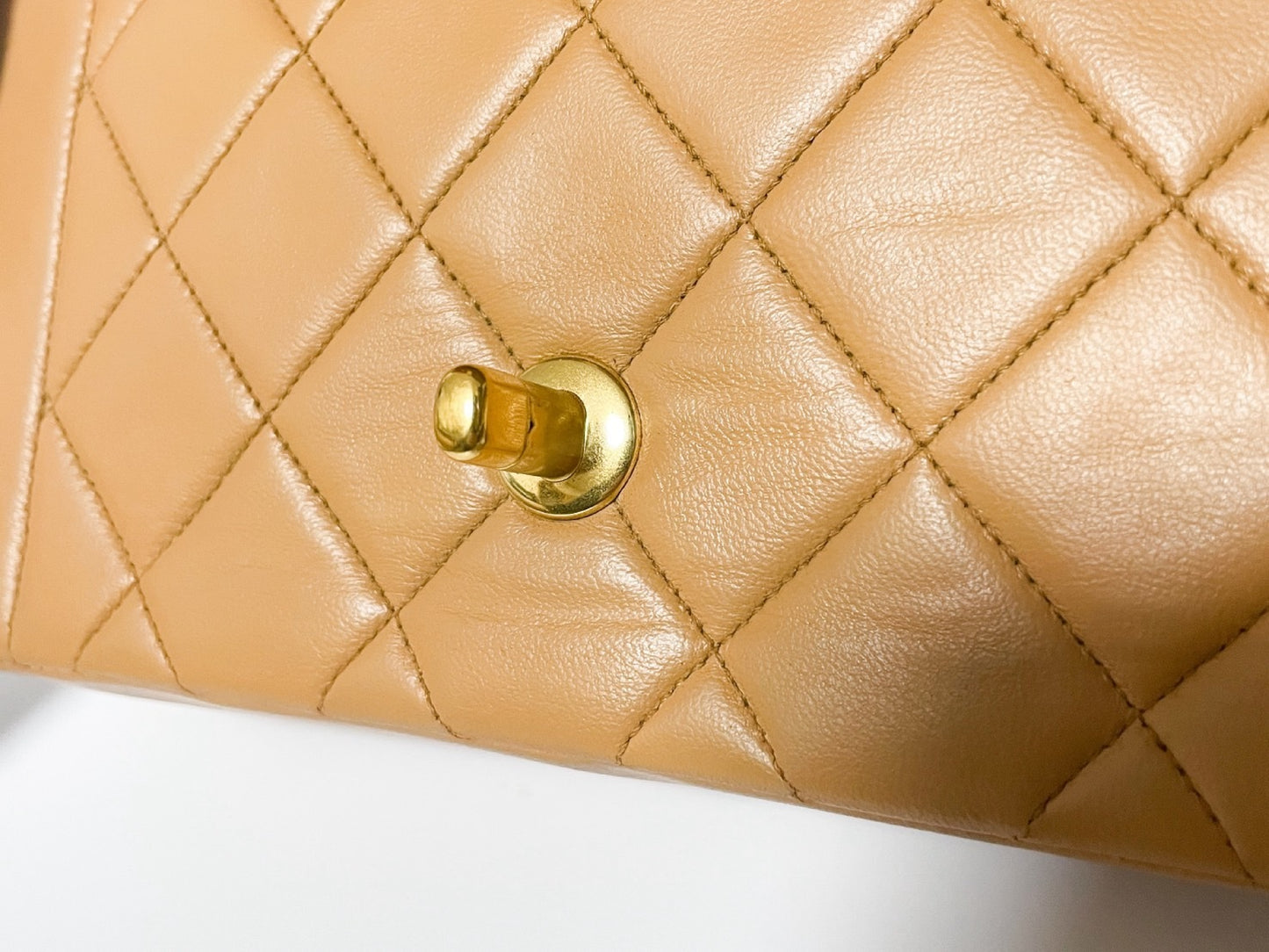 CHANEL Diana Pink Beige Lambskin Matelasse Shoulder Bag with Seal