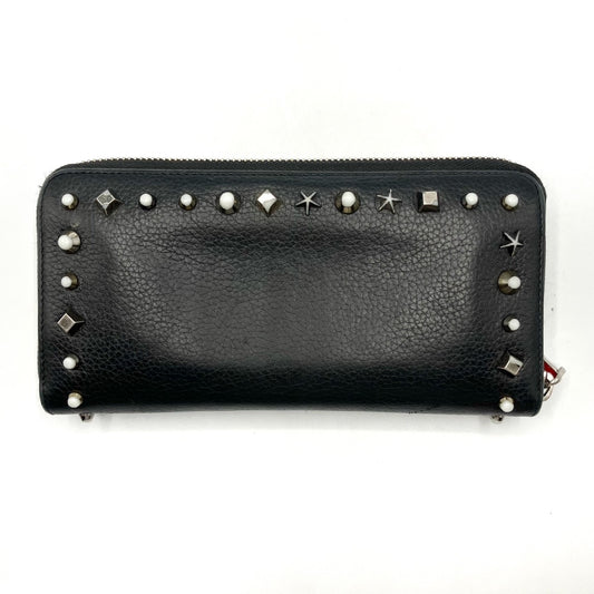 Christian Louboutin Studded Leather Round Zip Long Wallet