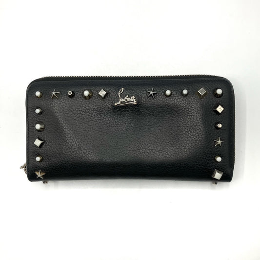 Christian Louboutin Studded Leather Round Zip Long Wallet