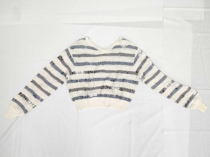 CHANEL CHANEL Knit Top P56171K07378 #38 Border Camellia Top
