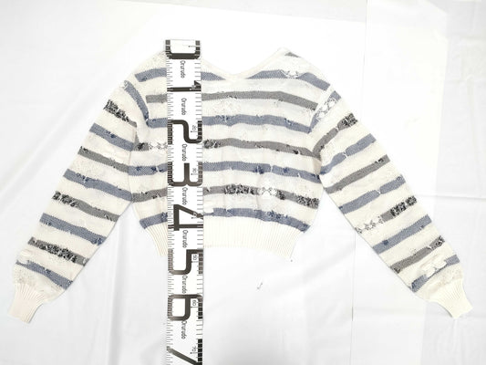 CHANEL CHANEL Knit Top P56171K07378 #38 Border Camellia Top