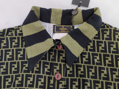 FENDI Zucca Polo Shirt, Green, Unused, Size 44, Tops