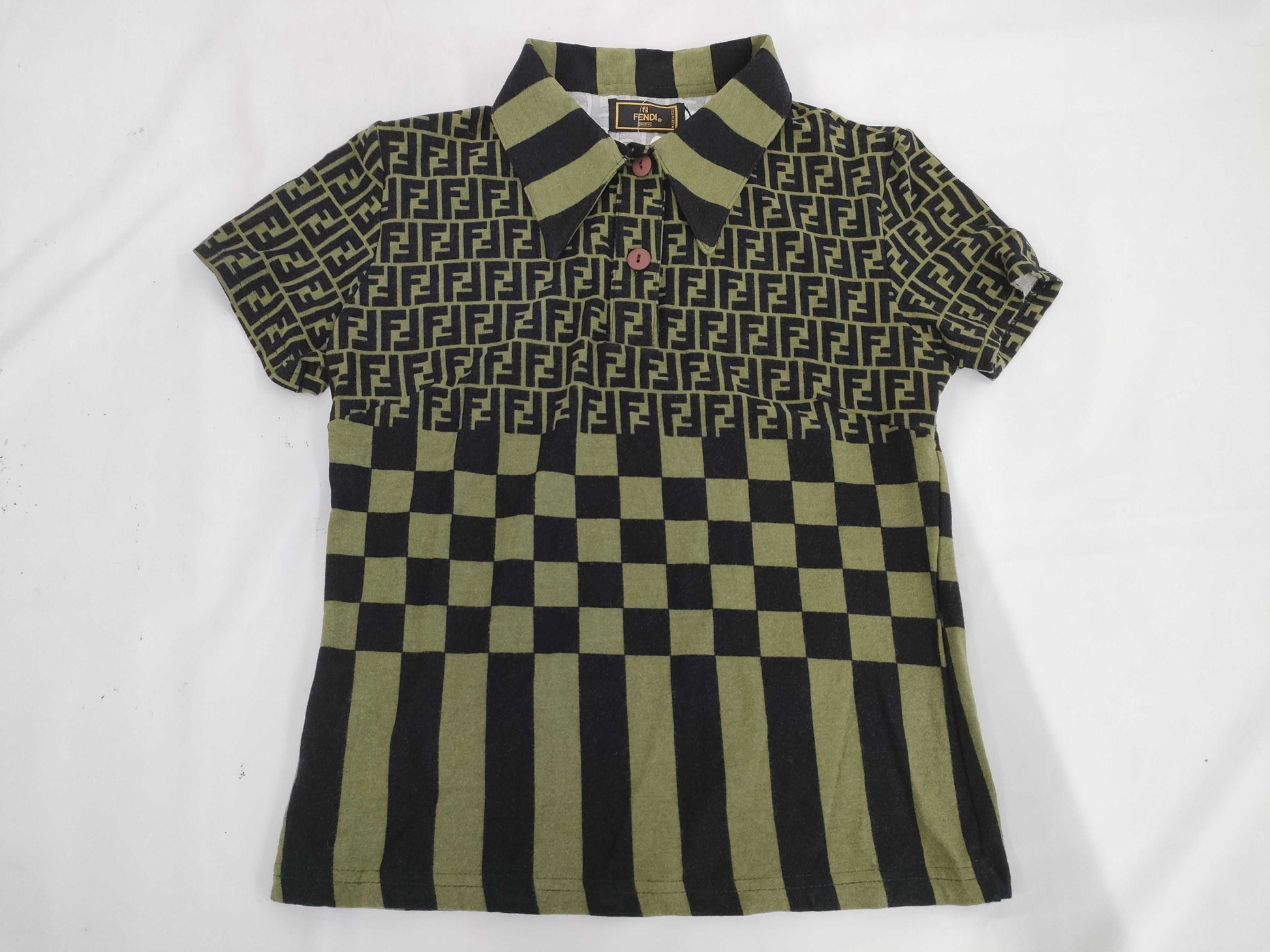 FENDI Zucca Polo Shirt, Green, Unused, Size 44, Tops