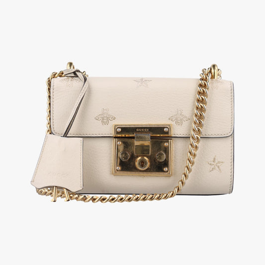 GUCCI Padlock White Leather Shoulder Bag 432182F027014147