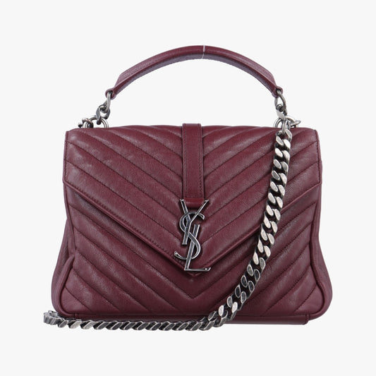 Yves Saint Laurent College Wine Red Leather Shoulder Bag 428056DMR428056.0916