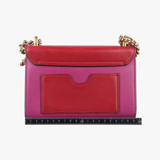 GUCCI Padlock Red x Rose Leather Shoulder Bag 409487 F019246107