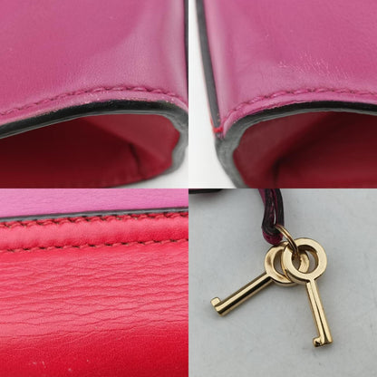 GUCCI Padlock Red x Rose Leather Shoulder Bag 409487 F019246107
