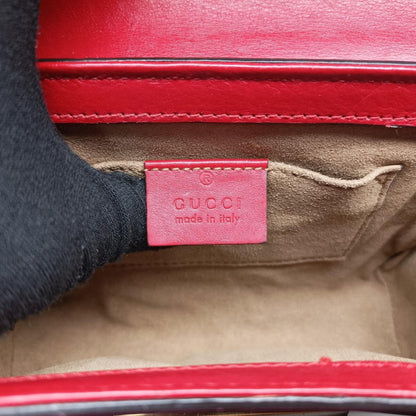 GUCCI Padlock Red x Rose Leather Shoulder Bag 409487 F019246107