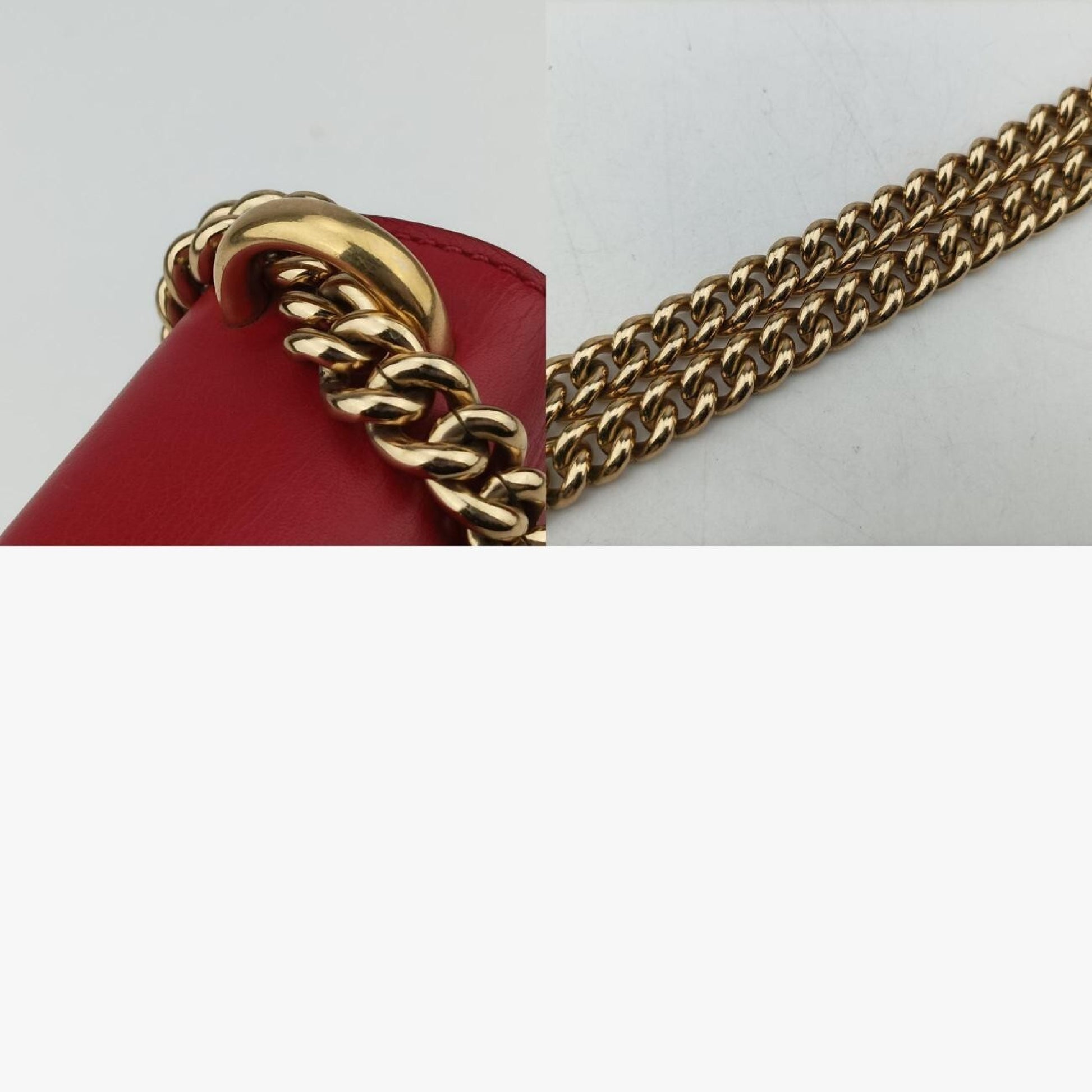 GUCCI Padlock Red x Rose Leather Shoulder Bag 409487 F019246107