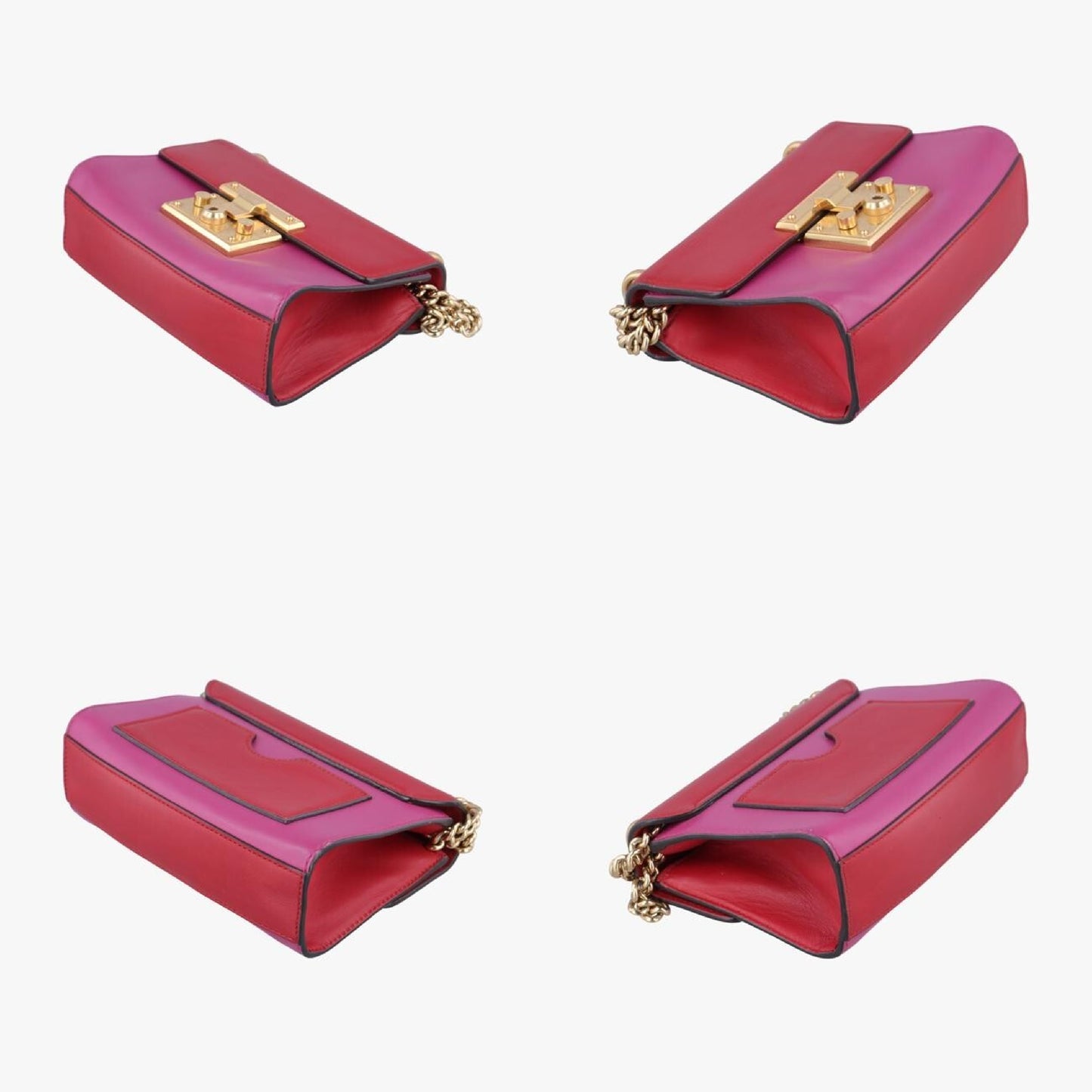 GUCCI Padlock Red x Rose Leather Shoulder Bag 409487 F019246107