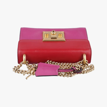 GUCCI Padlock Red x Rose Leather Shoulder Bag 409487 F019246107