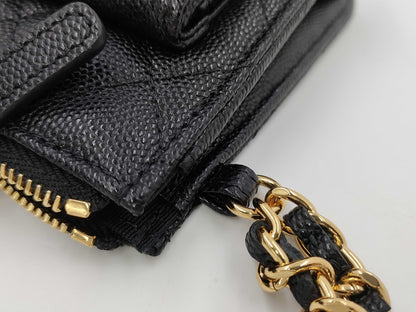 CHANEL CHANEL Multi-Pocket Clutch Bag in Black Caviar Skin with Seal