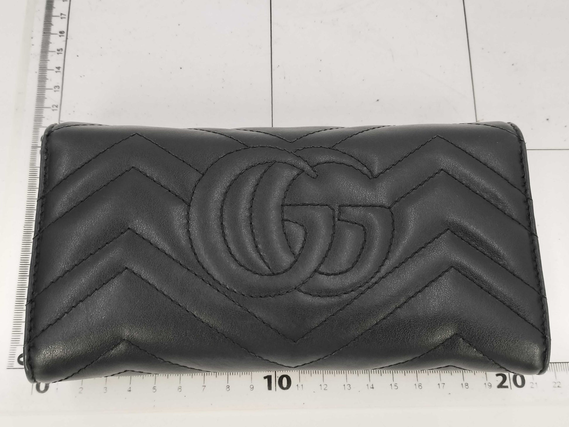 GUCCI Marmont Long Wallet, Leather, Black, 443436