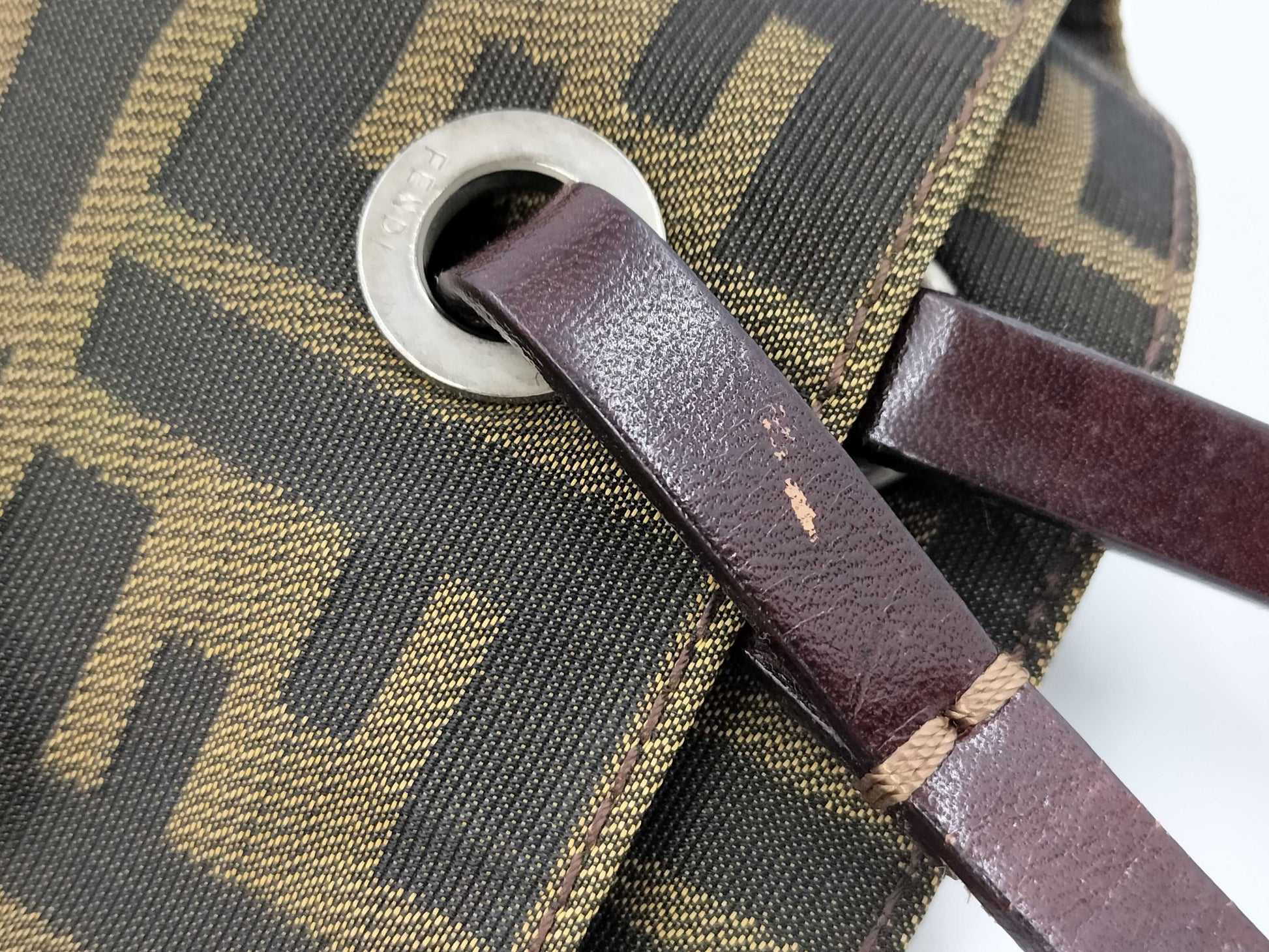 FENDI Zucca Canvas Handbag Khaki