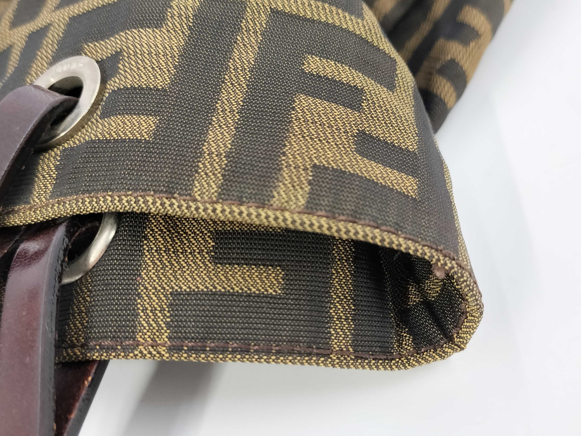 FENDI Zucca Canvas Handbag Khaki