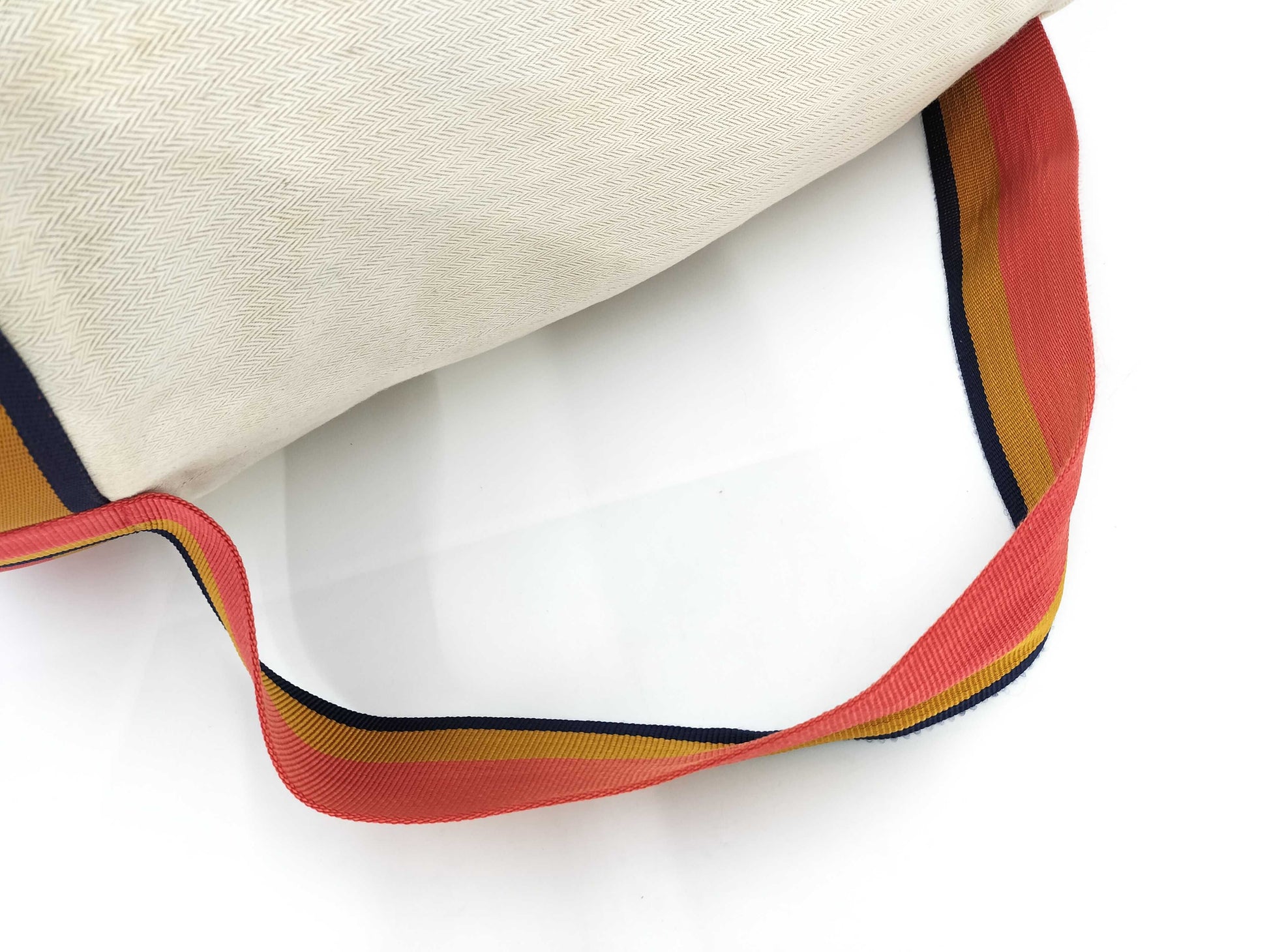 HERMES Cavalier Toile Chevron Shoulder Bag with Silver Hardware in Natural and Multicolor