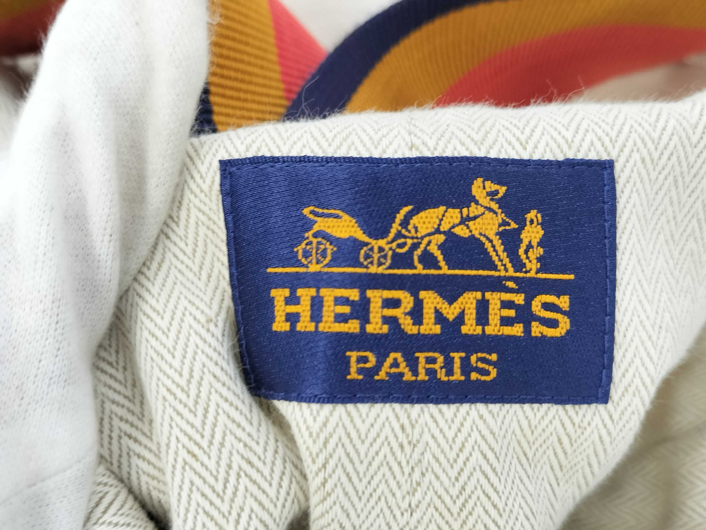 HERMES Cavalier Toile Chevron Shoulder Bag with Silver Hardware in Natural and Multicolor