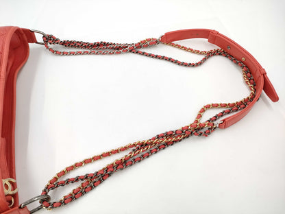 CHANEL Cabriel Chain Shoulder Bag in Orange Leather 