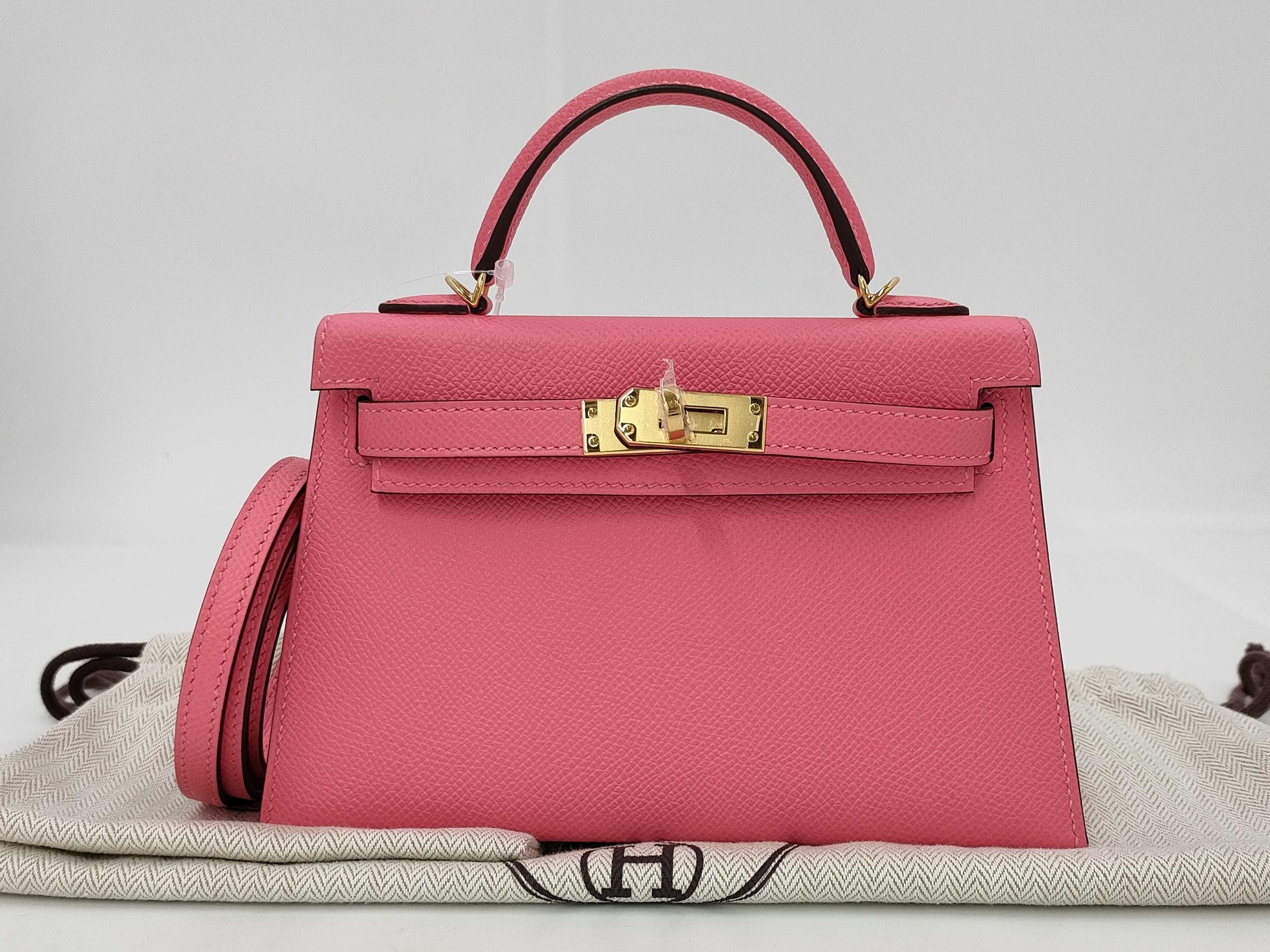 HERMES Mini Kelly Rose Lipstick Epson D engraved handbag