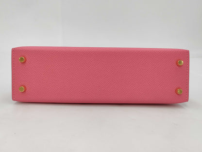 HERMES Mini Kelly Rose Lipstick Epson D engraved handbag
