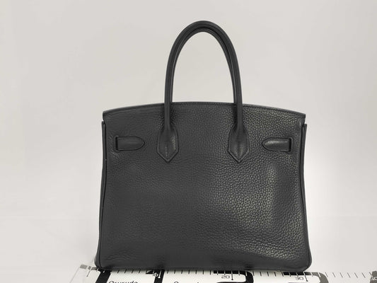 HERMES Togo Birkin 30 Black Handbag with Silver Hardware and □I Stamp