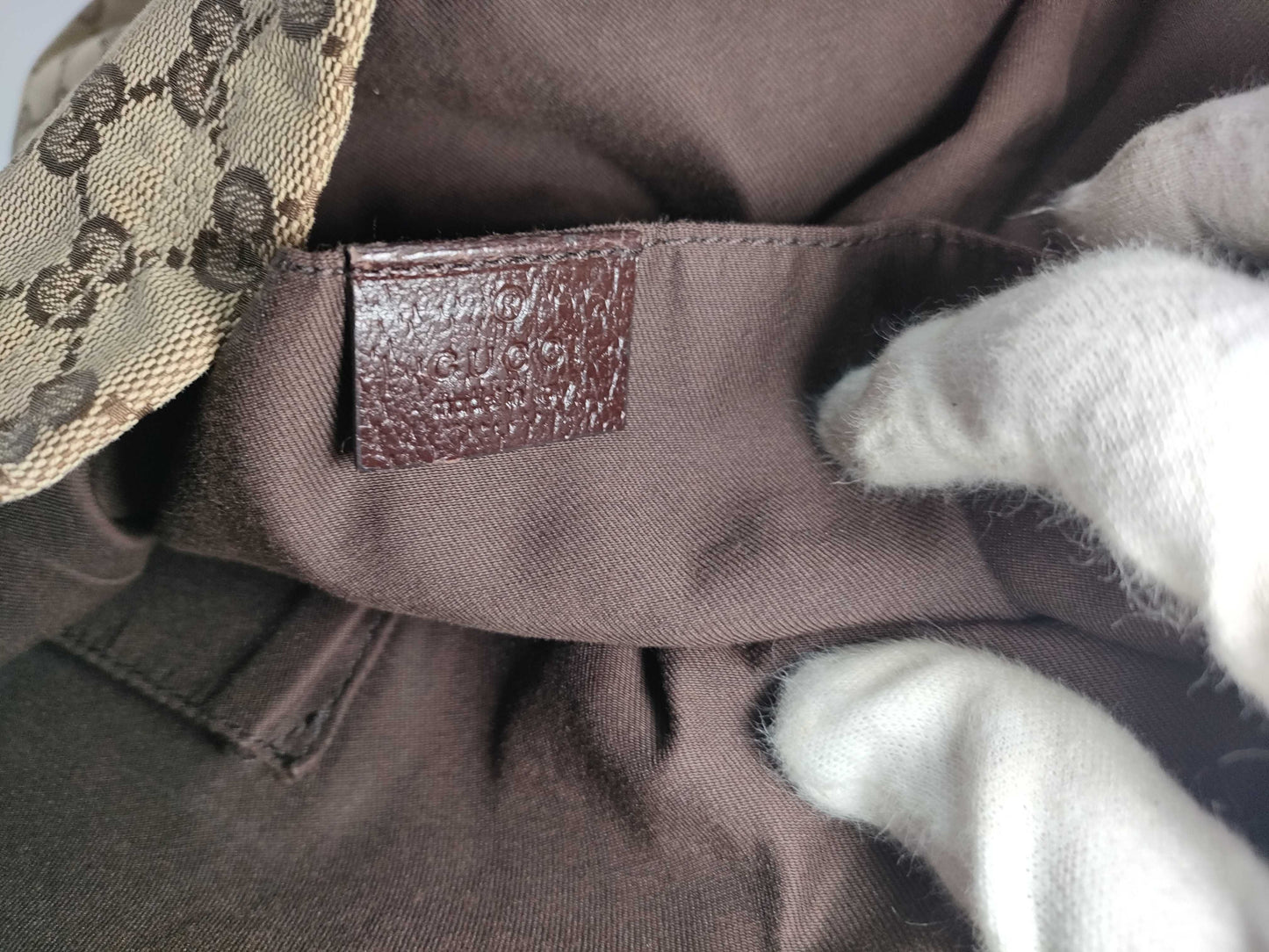 GUCCI GG Canvas Sherry Tote Bag Brown
