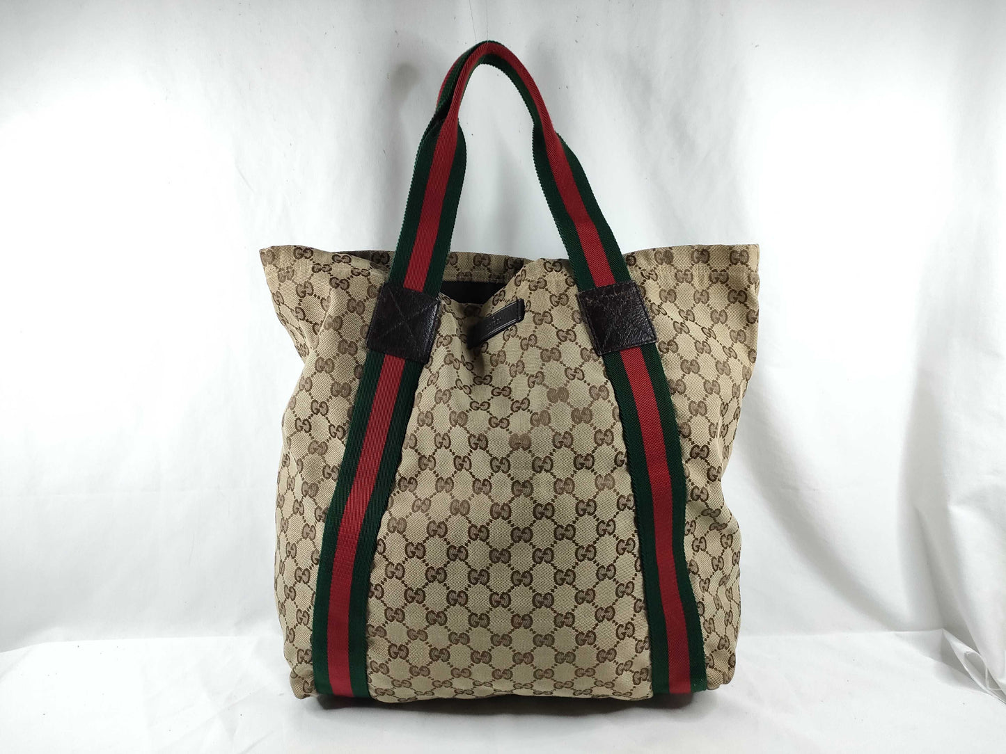GUCCI GG Canvas Sherry Tote Bag Brown