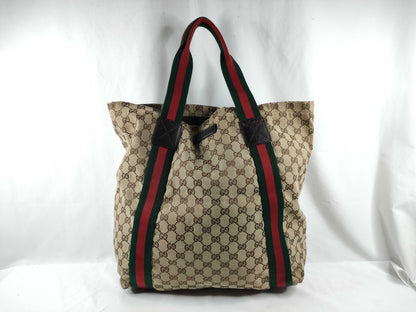 GUCCI GG Canvas Sherry Tote Bag Brown