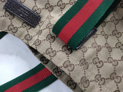 GUCCI GG Canvas Sherry Tote Bag Brown