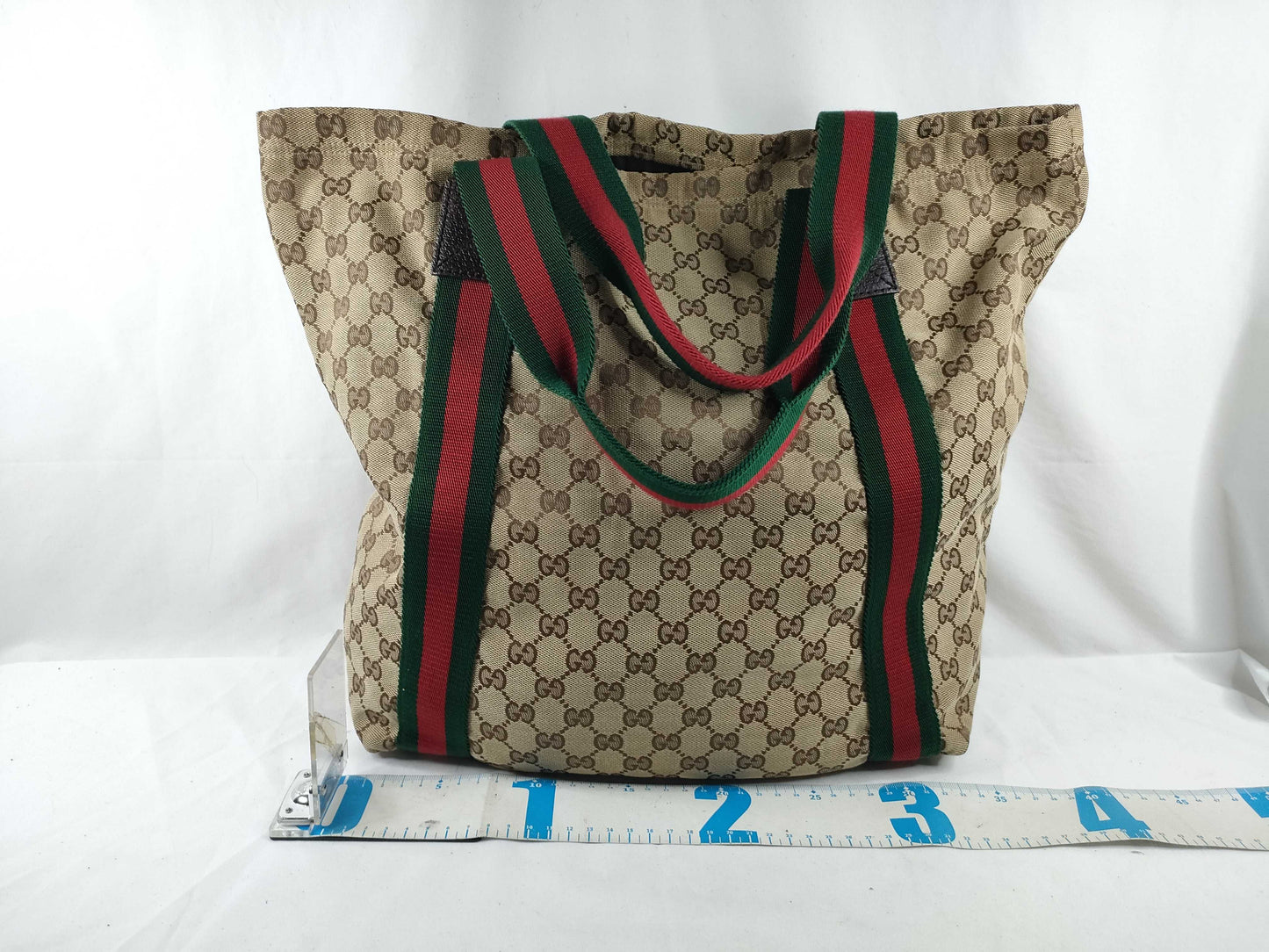 GUCCI GG Canvas Sherry Tote Bag Brown