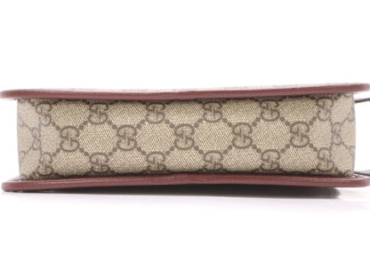GUCCI 625764 Canvas and Leather GG Supreme Interlocking G Beige Red Handbag