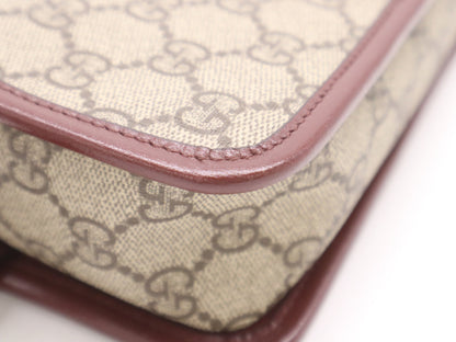 GUCCI 625764 Canvas and Leather GG Supreme Interlocking G Beige Red Handbag