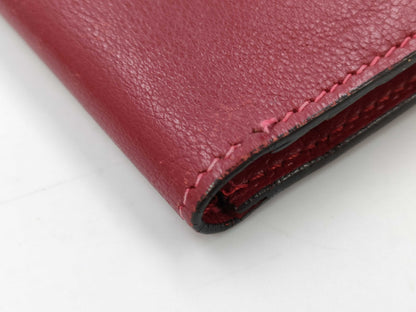 HERMES Bearn Soufflet □H Red Wallet