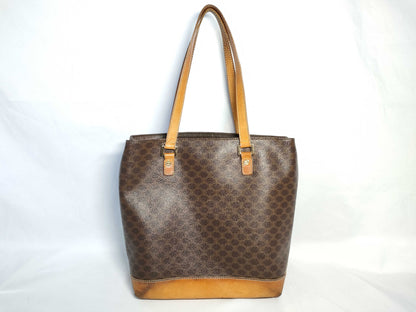 CELINE Macadam PVC and Leather Tote Bag, Brown