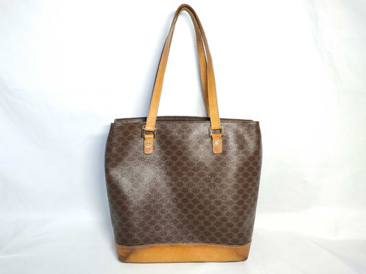 CELINE Macadam PVC and Leather Tote Bag, Brown