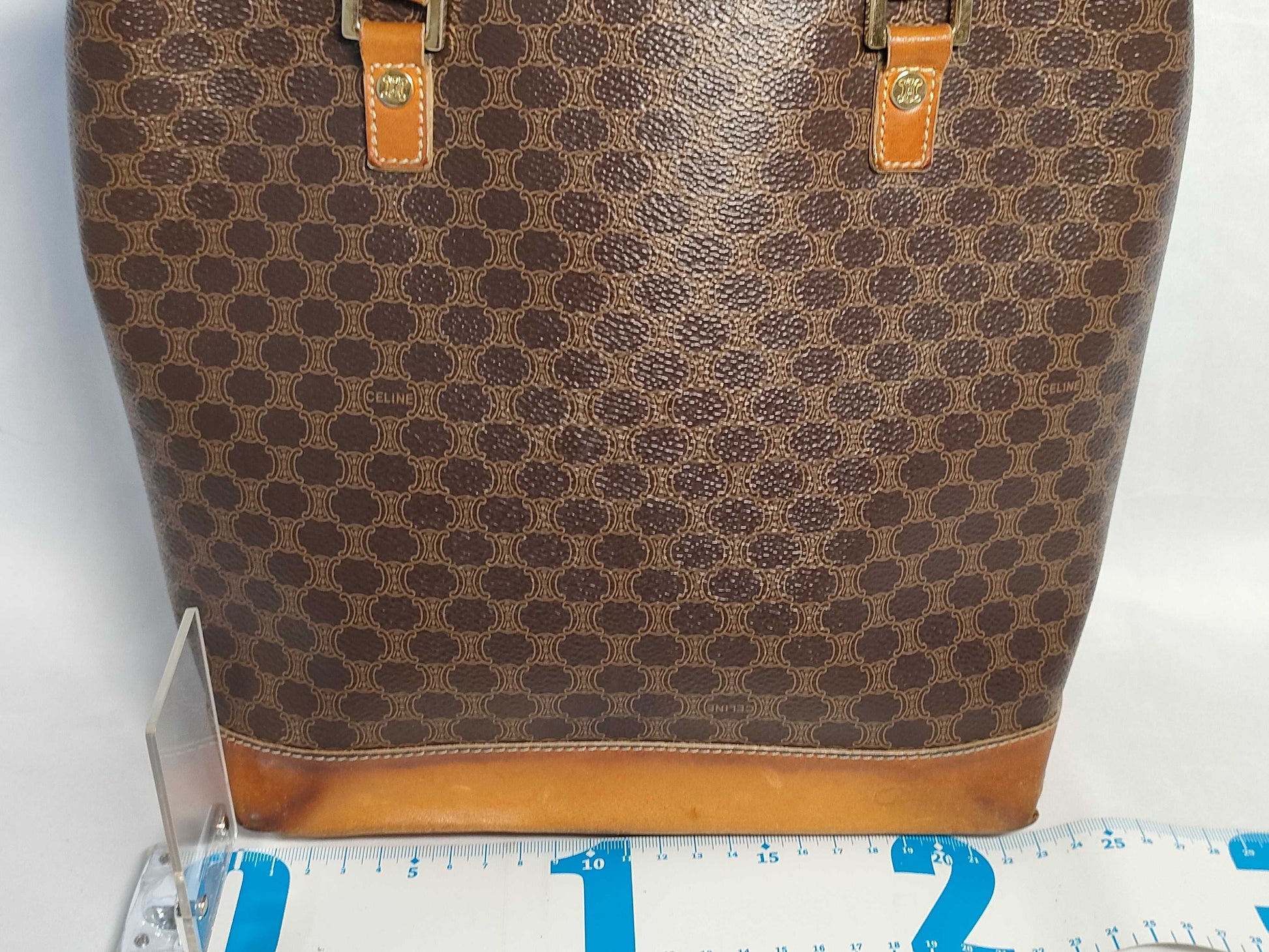 CELINE Macadam PVC and Leather Tote Bag, Brown
