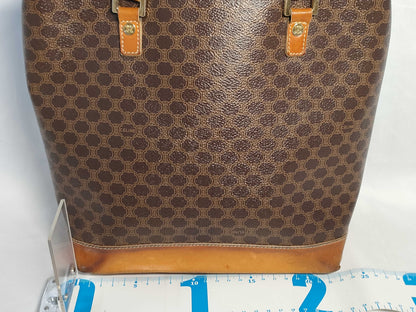 CELINE Macadam PVC and Leather Tote Bag, Brown