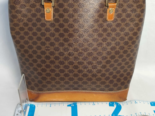 CELINE Macadam PVC and Leather Tote Bag, Brown